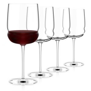 Luigi Bormioli Grandioso | Lot de 4 verres à vin Pinot/Nebbiolo 535 ml | Tige renforcée en titane | Fabriqués en cristal SON-hyx | Verre à vin rouge au design sinueux | Passe au lave-vaisselle | (WEBSTER IT, neuf)