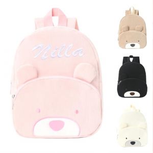 Sac a Dos Enfant Personnalisé Prenom, Bebe Cartable Maternelle Fille & Garcon, Velours Côtelé Ours Sac Personnalisable Enfant Ecole Crèche Primaire, Petit sac à école avancée pour Enfant (Rose) (Thalopolis, neuf)
