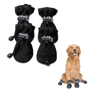 Desuibao Bottes pour chiens de petite, moyenne et grande taille avec sangle r&eacute;fl&eacute;chissante, chaussures antid&eacute;rapantes pour trottoir chaud, bottes pour chien et protections de pattes pour chat, animal (GLB24, neuf)