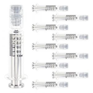 OLYCRAFT 10pcs 1ML Seringue en verre borosilicate Seringue Luer Lock r&eacute;sistante &agrave; la chaleur sans aiguille Seringues en verre r&eacute;utilisables pour l'industrie ou le laboratoire Liquides Colle Huile (OLYCRAFT EU, neuf)