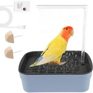 AzulLanse Receveur de douche automatique pour oiseaux, motif perroquet, avec douche, bain d'eau pour animaux de compagnie, pompe &agrave; eau USB, levier de pulv&eacute;risation, 2 pierres molaires (gris) (BlueFZ, neuf)