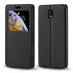 Coque &agrave; Rabat en Cuir PU avec Fen&ecirc;tre Visible et Aimant Invisible Compatible avec Samsung Galaxy J5 2017 J530F, &Eacute;tui Intelligent &agrave; Affichage Clair (Noir) (Shantime, neuf)