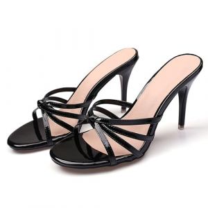 Sandales Mules &agrave; Talons et Bout Ouvert pour Femmes, Chaussures Mules &agrave; Talons Hauts de 9CM &agrave; Enfiler pour Femmes, Escarpins de Marche Confortables,Noir,34 EU (zhilirongxiang, neuf)