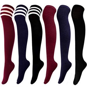 DRESHOW 6 Paires Cuissardes Chaussettes Hautes Montantes Longues Cuisse Chaussettes Dessus du Genou Jambi&egrave;res pour Filles et Femmes (Dreshow, neuf)