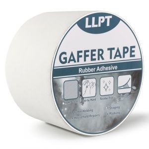 LLPT Ruban Gaffer Qualit&eacute; Professionnelle Blanc 75 mm x 15 m Mat Non R&eacute;fl&eacute;chissant D&eacute;chirure Facile Sans R&eacute;sidu Ruban Adh&eacute;sif R&eacute;sistant pour C&acirc;bles Photographie (PGT76WT) (LLP EU Direct, neuf)