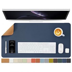 Sous-main en li&egrave;ge &ndash; Sous-main double face pour bureau et maison &ndash; Organisation de bureau et accessoires &ndash; Id&eacute;al pour grand tapis de souris et sous-main sur le dessus de bureaux (bleu fonc&eacute;, 80 x 40 (HOMIEAZICOZI FR, neuf)