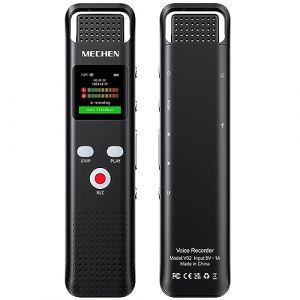 MECHEN Dictaphone 128 Go avec reconnaissance vocale, 1536 kbps avec lecteur MP3, qualité sonore HD, réduction du bruit, enregistreur vocal pour conférence, réunion (YMSY TECH, neuf)