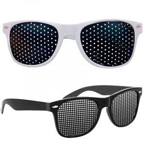 2 Pièces Lunettes à Grille, Lunette de Repos Lunettes Sténopéïques Lunette à Trous avec des Branches Pliables pour Hommes et Femmes Lire l'entraînement et la Relaxation des Yeux (Blanc, Noir） (Erfushangmao, neuf)