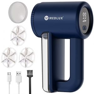 Rasoir Anti-Bouloche Électrique WiredLux - Machine Anti Peluche Rechargeable pour Vêtement & Maison - Appareil Coupe Bouloches à 3 Vitesses, Lame à 6 Branches, Écran LED, Câble USB, Dual Protection (WiredLux, neuf)