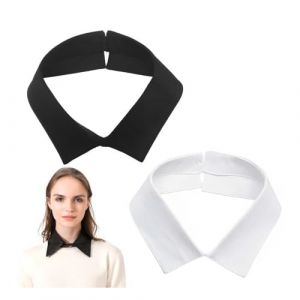 LEEQ Col Faux Femme - 2 pcs Faux Demi Chemise, Col de Chemise Amovible, Faux Col Amovible de Chemisier, Faux Cols D&eacute;tachables, Accessoires de v&ecirc;tements(Noir/Blanc) (LEEEU, neuf)