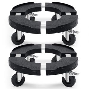 Humagineer Plateau Ronde avec roulettes Adjustable de 38CM à 48CM, Support pour Plantes avec Tubes en Acier Inoxydable, Capacité de 220KG, Porte Plante à roulettes pour Ombrelles et Arbres, 2 Pièces (YUHOULIFE, neuf)