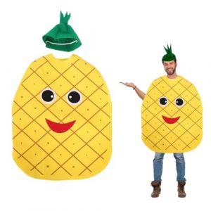ZORVYN Costume Ananas Dr&ocirc;le avec Chapeau Unisexe Ensemble D&eacute;guisement pour Adultes Hommes Femmes Carnaval F&ecirc;te Cosplay Festival Tropical (SESINEND, neuf)