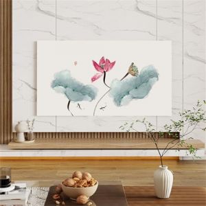 Hixingo Housse pour TV,Style Chinois Housse de Protection T&eacute;l&eacute;vision Housse Protection &Eacute;cran TV &Eacute;lastique Housse T&eacute;l&eacute;vision Anti Poussi&egrave;re Respirant Housse &Eacute;cran TV (55-65inch,Fleur de Lotus) (Hixin, neuf)