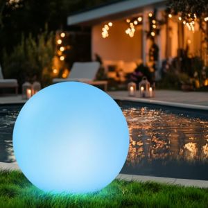RGB Lampe Solaire pour Jardin D'Ext&eacute;rieur, Lumineuse Exterieure 30CM/12 Inch Boule, IP65 Kit Eclairage Solaire &agrave; Intensit&eacute; Variable Decoration Terrasse Exterieur, Jardin, Balcon, D&eacute;coration de Chambre (Sundajen, neuf)