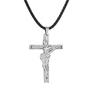 AFSTALR Johnny Hallyday Collier Croix avec Signature Concert Guitare Rocker Acier Inoxydable Argenté, Cadeau Souvenir Fan (AFSTALR, neuf)