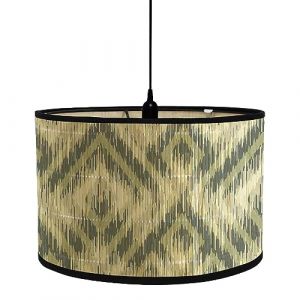 Morbuy Abat-Jour Lampe Plafond en Bambou, Moderne imprimé Géométrique, Forme Tambour Pliable Abat-Jour Hôtel et Maison pour Lampe de Chevet Lampe de Table Lampadaire (Gris Vert) (Morbuy, neuf)