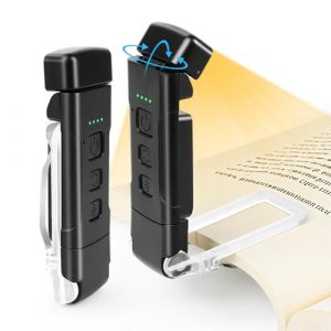 VFANDV USB Lampe de Lecture Rechargeable, Lampe Lecture LED Ultra Légère, 3 Couleurs & 5 Réglages de Luminosité, Tête Rotable 90° pour Lire au Lit Cadeau pour Lecteurs de Livres (STOREZAGARI, neuf)