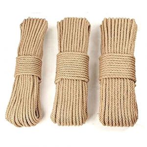 30m&egrave;tres Corde de Jute naturelle Sisal Corde Ficelle de Jute &agrave; 4 couches &Eacute;paisseur - 6mm, 8mm, 10mm (10 m&egrave;tres dans chaque taille) Mariage D&eacute;coration Maison D&eacute;coration Jardin Animaux Compagnie Corde (HYBREU, neuf)