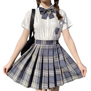 ORANDESIGNE Jupe Pliss&eacute;e Courte Taille Haute pour Femme et Fille JK Jupe Mini &agrave; Carreaux Ecole de Tennis Evas&eacute;e avec Doublure T Gris L (Wowmart Zoo X., neuf)