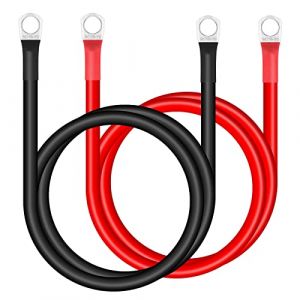 Zocipro 16mm² 70cm Onduleur Batterie Câble(Max 100A), 2 pcs 12V 5 AWG Cable Batterie Voiture,avec Terminus Anneaux Fil de Cuivre pour Auto, Camion, Motocyclette, Solaire, RV, Marine (Rouge et Noir) (HTB668, neuf)