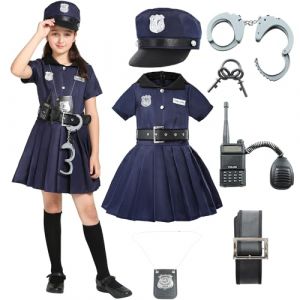 Sincere Party Costume de police de fille,costume mignon de policier dress up cosplay 6-8 ans (SP Funworld, neuf)