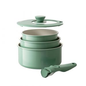Redchef Set de casseroles avec poign&eacute;es amovibles, Set de casseroles en c&eacute;ramique antiadh&eacute;sive 16/18/20cm et couvercles 3-EN-1, Casseroles &agrave; induction pour tous les types de cuisini&egrave;res, R&eacute;sistantes (Redchef Direct FR, neuf)