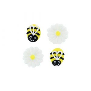Culpitt Lot de 12 décorations en sucre glace en forme d'abeille et marguerite faites à la main pour Pâques, fête des mères, révélation du sexe (The Fab Food Group Ltd, neuf)