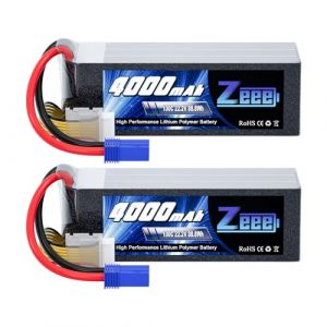 Zeee 6S Lipo Batterie 4000mAh 22.2V 100C RC Batterie avec Prise EC5 pour Voiture RC Camion RC Voiture Bateau Hélicoptère Camion Truggy RC Hobby (2 Packs) (ZEEE POWER, neuf)