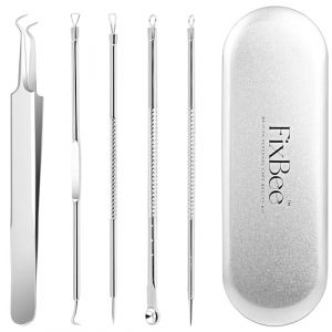 Professionnel Tire Comedon Point Noir Extracteur de points noirs Comédons Perce Bouton Blackhead Remover Set, 5 pcs acier inoxydable dissolvant de points noirs outils pour le visage, D'acné Aiguille (THE SUMER DIRECT, neuf)