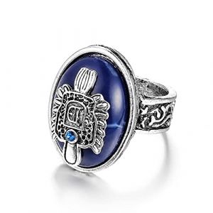 Wedity Vampire Diaries Bague Vintage Argent Gravure Lapis Statement Punk Bague Bijoux pour Femmes et Hommes (Wedity, neuf)