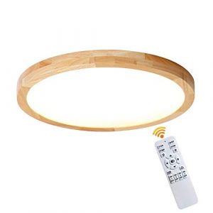 48W Plafonnier en Bois Massif 5CM Ultra-fin Lampe Encastrable de Plafond Eclairage Int&eacute;rieur 4320LM LED Plat Rond Moderne Minimaliste en Ch&ecirc;ne Plafonnier pour Salon Chambre Restaurant All&eacute;e, &Phi;60cm (Lichtsse Home Shop, neuf)