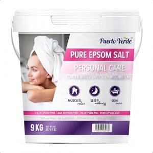 Puerto Verde &bull; Sel d'Epsom Pur 9 Kg. Source Concentr&eacute;e de Magn&eacute;sium. Sels d'Epsom &agrave; Dissolution Rapide pour Relaxation Musculaire, Soulagement du Stress et Bon Sommeil. Production Europ&eacute;enne. (M&auml;ff Europe S.L., neuf)