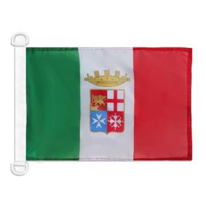 AZ FLAG - Drapeau Pavillon de guerre Italie - 45x30 cm - Pavillon Nautique Militaire Italien Spécial Bateau Et Extérieur En Maille Bloquée Avec Anneaux Plastiques Intégrés - 30g (AZ-FLAG, neuf)