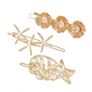 Gatuida 3 pièces Barrettes Métalliques avec Perles Accessoires de Coiffure Élégants et Filles Épingles à Cheveux Durable et pour Mariages et Fêtes (Queenie ruy, neuf)