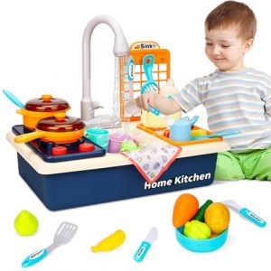 IGUGI Jouets d'évier pour Enfants,Ensemble de Cuisine évier,Incluant Vaisselle Simulation,JÉvier pour Enfant avec Eau Courante,Jouets de Jeu de Rôle pour Enfants Garçons Filles de 3 à 6 Ans (HADALA YYDS Kft., neuf)