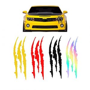 Aatpuss 4 Pi&egrave;ces Sticker Griffe de Monstre R&eacute;fl&eacute;chissant, Autocollant Devil Cut Griffes Tigre, Sticker Griffe de Monstre Multicolore, pour Autocollant de Pare-Chocs de Moteur(Couleur) (Aatpuss, neuf)