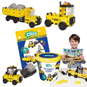 Clics Builders Edition pour Les Enfants à partir de 3 Ans, Jouet éducatif créatif dans Un Ensemble de 123 pièces, Blocs de Construction pour Filles et garçons, Jouets Montessori STEM, Jouets durables (ClicsToys, neuf)