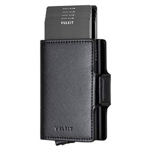 VULKIT Porte-Cartes de Cr&eacute;dit en Cuir Porte Carte Bancaire Anti Piratage RFID &Eacute;tuis &agrave; Double Portefeuille Pop Up avec 2 Emplacements for Cartes & Billets, Noire Croix (VULKIT FR, neuf)