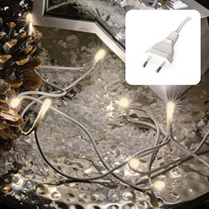 hellum LED mini boucle de lumière intérieure, 1,35 m longueur de lumière 10 LED boucle de lumière intérieure, LED classique chaud blanc avec connecteur, arbre de Noël chaîne lumineuse câble (Hellum Direkt, neuf)