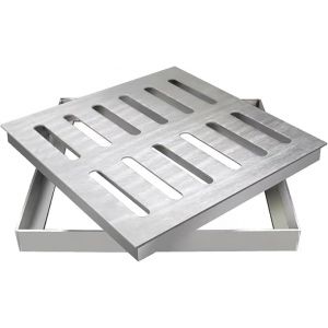 Earnmore Grille d'égout de Couverture de Drain extérieur, Grille et Cadre de Drainage en Acier Inoxydable, Grille de Drainage de Canal de Couverture de Drain de tranchée Robuste (MXLBH, neuf)