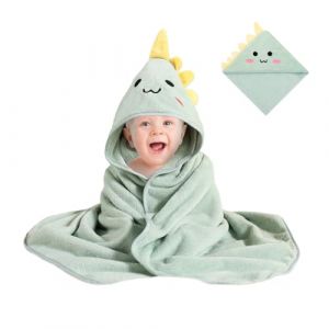 YZROHYI Serviette de Bain a Capuche Bebe 80 X 80 cm,Serviette Bebe Naissance,Bath Towel Baby,Peignoir Bébé Naissance,Serviettes éponge Bébé,Drap de Bain Bebes Absorbante pour Garçon et Fille-Vert (Jonasvivi Kft., neuf)
