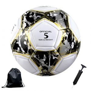 Bibykivn Ballon de Football en Taille 5, Foot-Ball Match Entraînement Adolescents Ballon de Football avec Pompe à Air Sac en Filet et Aiguille,Adolescent et Adultes Match Sport (modèle-5, Balle n° 5) (FR Produits de Qualité, neuf)
