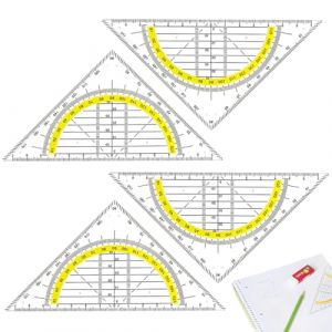 4 Pièces Équerre Géométrique, Équerre Géométrique,Équerre Aristo Rigide, Triangles De Géométrie Transparent, Triangle Plastique Transparent À Dessine (LUXURY SPENDINGS, neuf)
