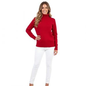 Pull col roul&eacute; pour femme en cachemire m&eacute;lang&eacute; fabriqu&eacute; en Italie Pull &agrave; col roul&eacute; en cachemire double fil &agrave; manches longues automne hiver pull noir beige blanc gris fille polo d'hiver, rouge, S (Bo.MA., neuf)