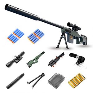 Fusil de Sniper en Mousse 98K avec Portée 20 Fléchettes Officielles 6 Capuchons de Balle Fusil de Sniper Jouet Manuel pour Les Plus de 8 Ans-AWM (Lakesideshop, neuf)