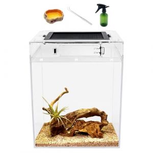 Reptile Growth Kit de terrarium haut (PC), 20 x 20 x 28 cm, bac à reptiles avec grille supérieure coulissante d'aération, pour serpent, grenouille, insecte, tarente, ermite (Reptile Growth Co., Ltd, neuf)