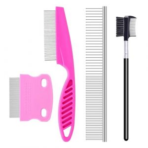 Pet Grooming Comb Dog Detangling Brush Cat Grooming Comb Pet Hair Remover Dog Brush For Tangles Cat Comb For Knots Pet Detangling Brush Dog And Cat Grooming Professional Pet Comb Pet Grooming Tools (PinHMG, neuf)