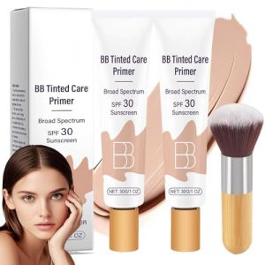 Bb CrèMe Hydratante TeintéE Spf 30,30 G Bb Base De Soin TeintéE Avec Pinceau,Correcteur Hydratant Pour Le Visage, Fond De Teint Uniforme, CrèMe Solaire Hydratante (Naturel, 2Pcs) (ANREPA, neuf)