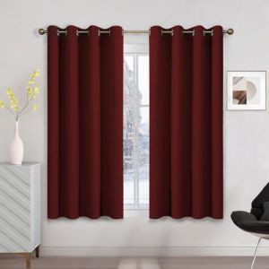 Runy&eacute;la Rideau Occultant Thermique Isolant Anti Froid 120x140 (LxH), Lot de 2 Rideaux Fen&ecirc;tre Opaques Rouge &agrave; Oeillets Anti Chaleur UV Bruit, Int&eacute;rieurs Decoration Dressing Salon Chambre Maison (Runi-EU, neuf)