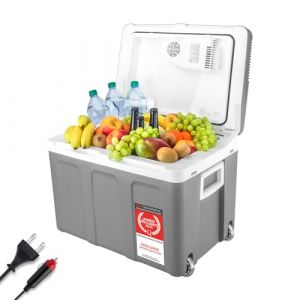 TZS First Austria Glacière électrique 45L, 12V & 230V, prise auto 12V, mini-réfrigérateur mobile à roulettes, pour camping, festivals & voyages, fonction maintien au chaud (TZS First E Commerce GmbH, neuf)